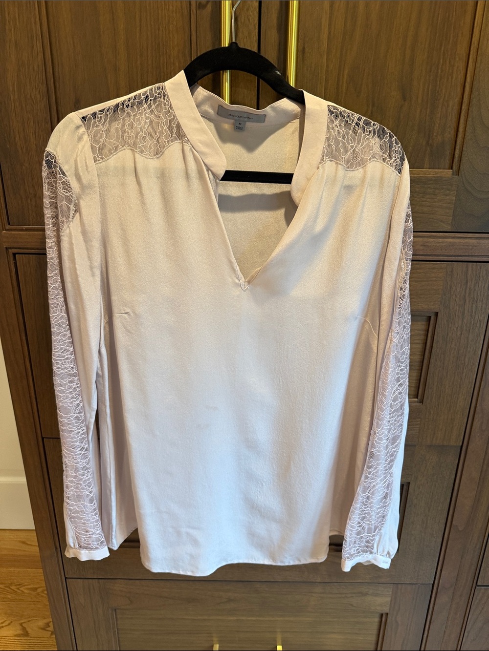 Classiques Entier Pale Pink Lace-Trim V-Neck Blouse